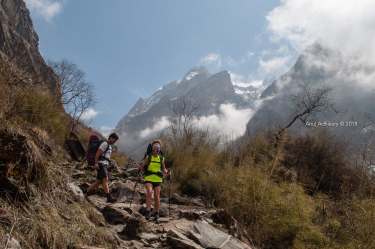 Tourist on the Annapurna Trekking Trail with Apex Asia Holidays